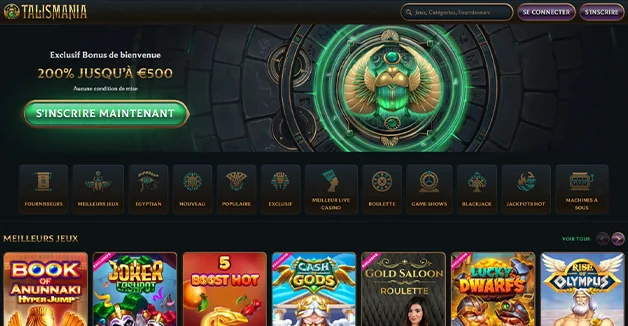 Profitez du Bonus de Bienvenue du casino en ligne Talismania pour jouer sur les nombreuses machines à sous du casino !